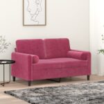 Provira Sierkussens 2 st 15x50 cm fluweel wijnrood