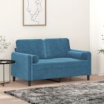 Provira Sierkussens 2 st 15x50 cm fluweel blauw