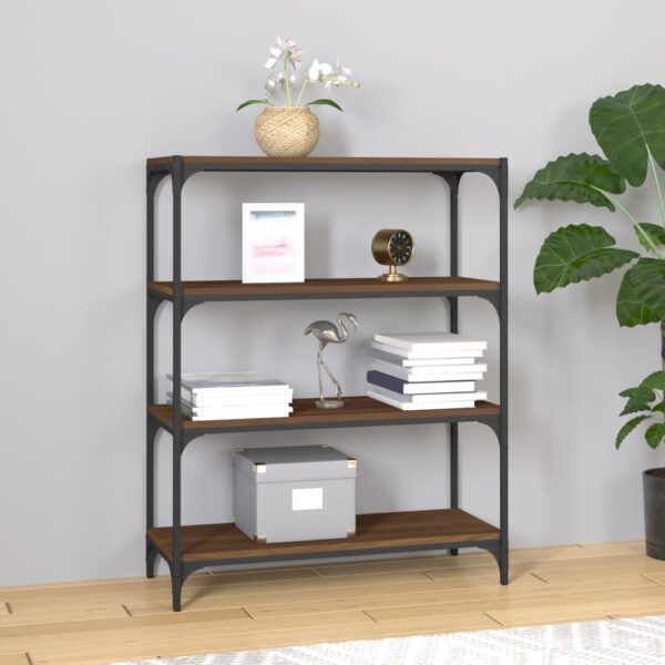 Provira Boekenkast 80x33x100 cm bewerkt hout en staal bruineikenkleur