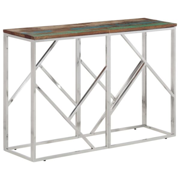 Provira Wandtafel roestvrij staal en massief gerecycled hout zilver