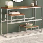 Provira Wandtafel roestvrij staal en massief gerecycled hout zilver