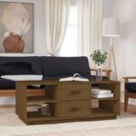 Provira Salontafel 100x50x41 cm massief grenenhout honingbruin