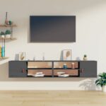Provira Wandkasten 2 st 80x30x30 cm massief grenenhout grijs