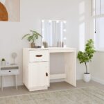 Provira Kaptafel met LED 95x50x133,5 cm massief grenenhout wit