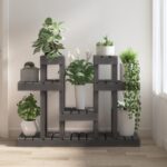 Provira Plantenstandaard grijs 104,5x25x77,5 cm massief grenenhout