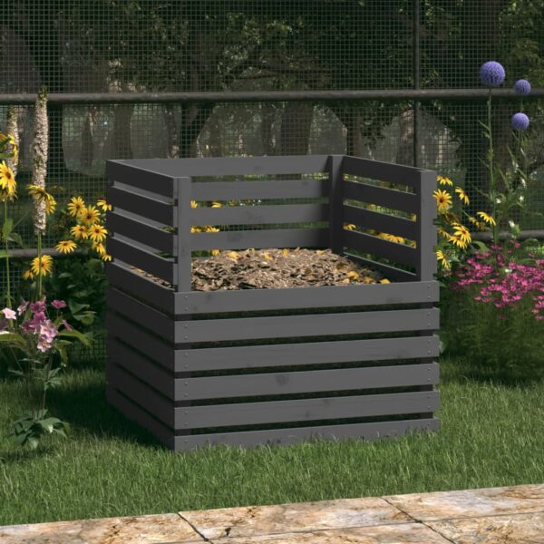 Provira Compostbak 80x80x78 cm massief grenenhout grijs