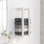 Provira Handdoekenrek 23x18x60 cm massief grenenhout wit