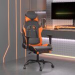 Provira Gamestoel met voetensteun kunstleer zwart en oranje