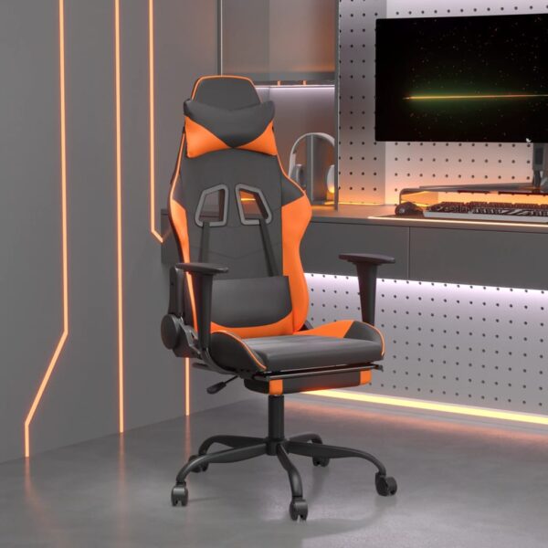 Provira Gamestoel met voetensteun kunstleer zwart en oranje