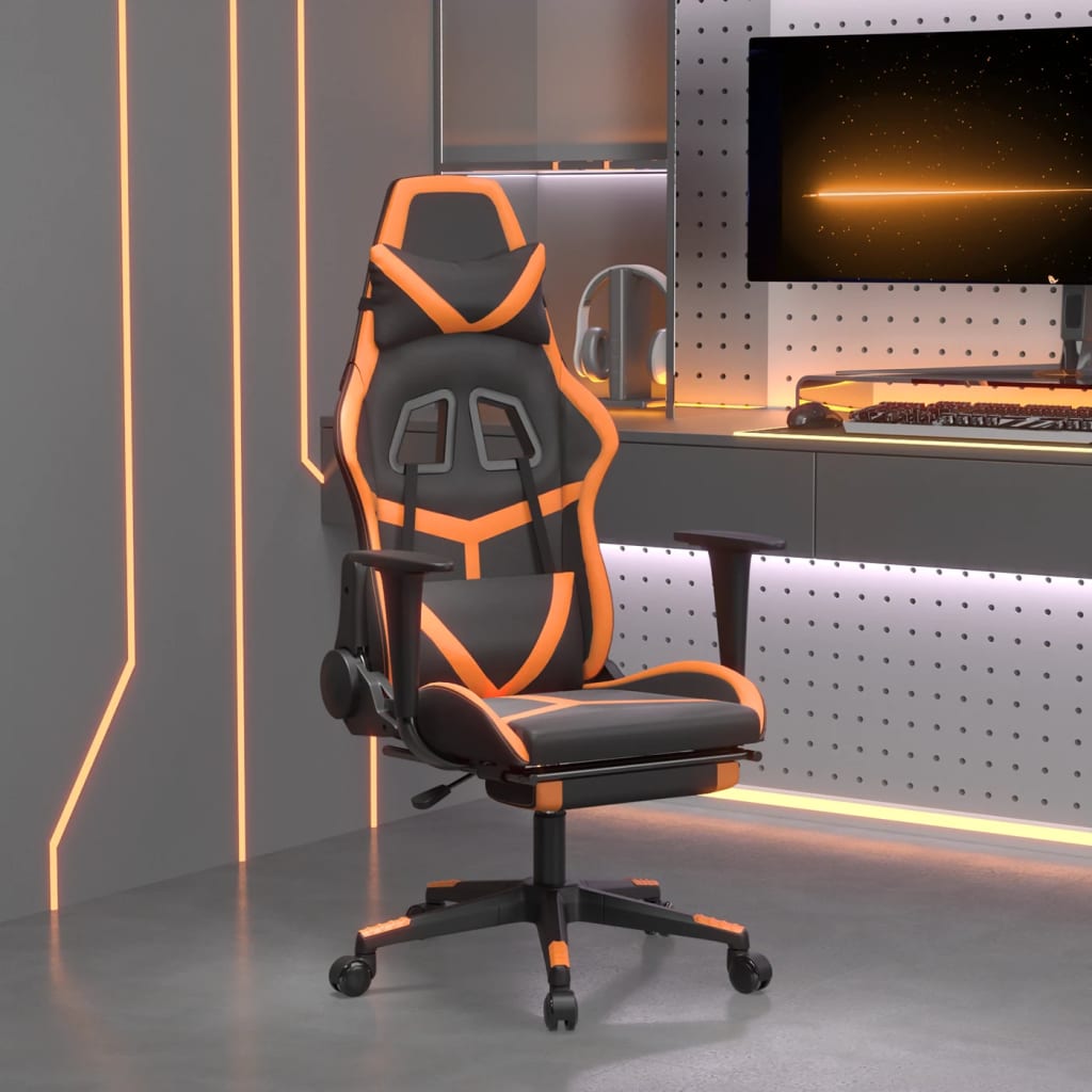 8720287228912_m_en_hd_1 Provira Gamestoel met voetensteun kunstleer zwart en oranje - Image 1