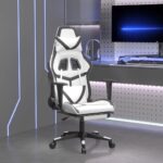 Provira Gamestoel met voetensteun kunstleer wit en zwart