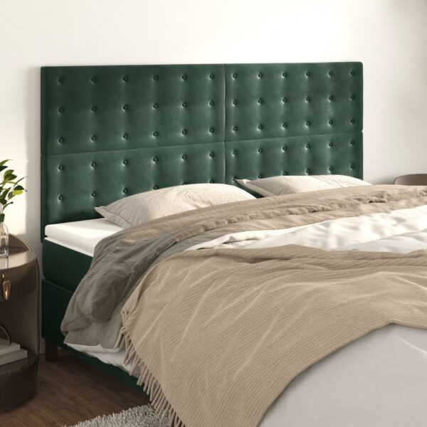 Provira Hoofdborden 4 st 90x5x78/88 cm fluweel donkergroen