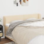 Provira Hoofdbord met randen 183x23x78/88 cm stof crèmekleurig