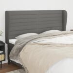 Provira Hoofdbord met randen 163x23x118/128 cm stof donkergrijs