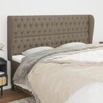 Provira Hoofdbord met randen 183x23x118/128 cm stof taupe