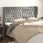 Provira Hoofdbord met randen 183x23x118/128 cm fluweel lichtgrijs