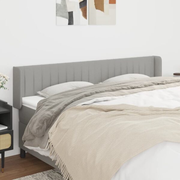 Provira Hoofdbord met randen 183x16x78/88 cm stof lichtgrijs