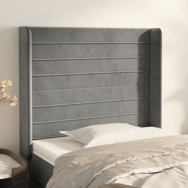 Provira Hoofdbord met randen 103x16x118/128 cm fluweel lichtgrijs