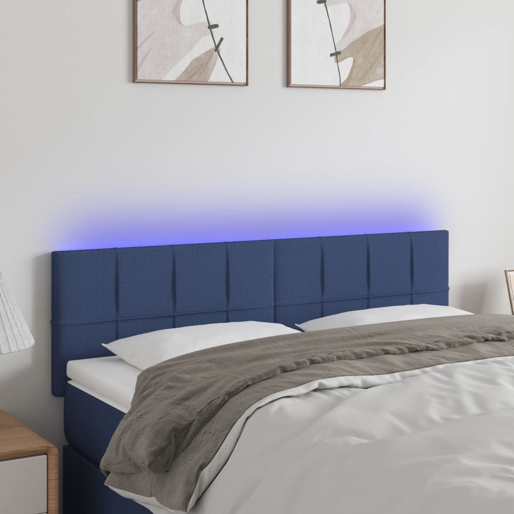 8720287282600_m_en_hd_1 Provira Hoofdbord LED 144x5x78/88 cm stof blauw - Image 1