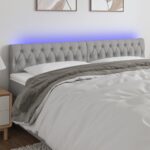 Provira Hoofdbord LED 200x7x78/88 cm stof lichtgrijs