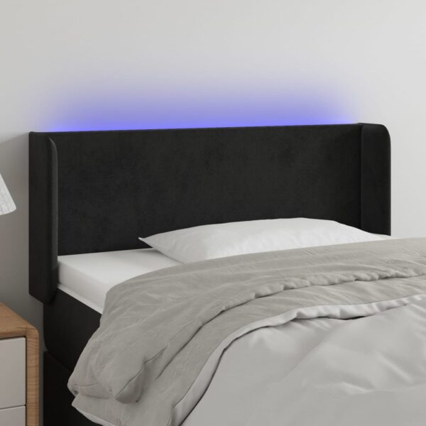 Provira Hoofdbord LED 93x16x78/88 cm fluweel zwart