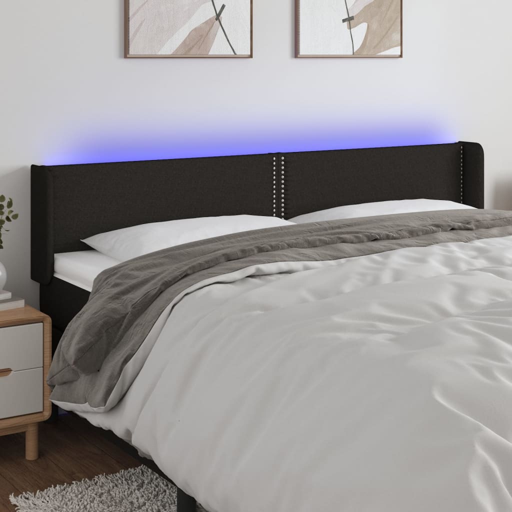 8720287297642_m_en_hd_1 Provira Hoofdbord LED 203x16x78/88 cm stof zwart - Image 1