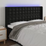 Provira Hoofdbord LED 183x16x118/128 cm kunstleer zwart