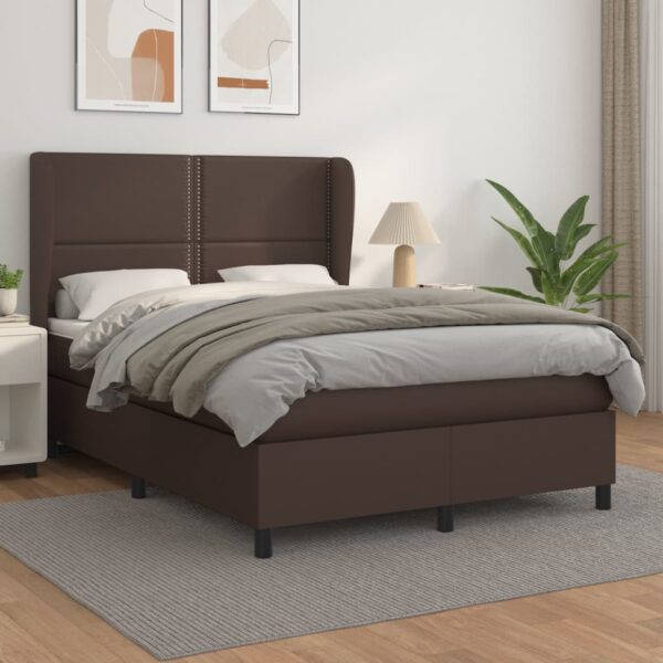 Provira Boxspring met matras kunstleer bruin 140x190 cm