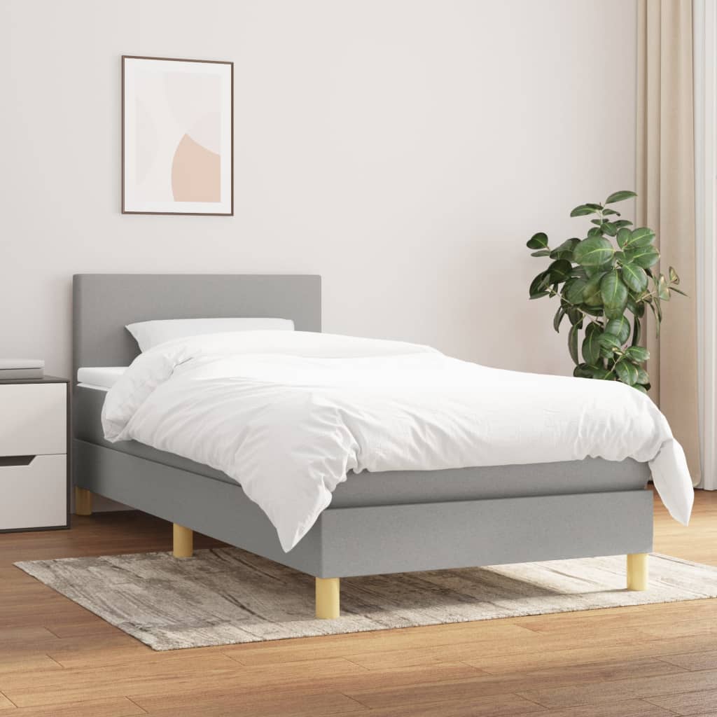 8720287450894_m_en_hd_1 Provira Boxspring met matras stof lichtgrijs 90x200 cm - Image 1