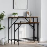 Provira Wandtafels 2 st bewerkt hout bruin eikenkleur