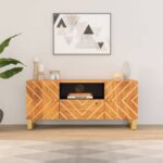 Provira Tv-meubel 105x33,5x46 cm massief mangohout bruin en zwart