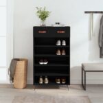 Provira Schoenenkast 60x35x105 cm bewerkt hout zwart
