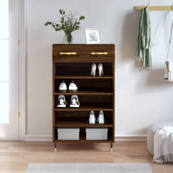 Provira Schoenenkast 60x35x105 cm bewerkt hout bruin eikenkleur