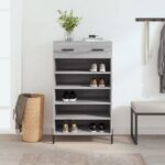 Provira Schoenenkast 60x35x105 cm bewerkt hout grijs sonoma eikenkleur