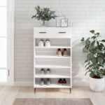 Provira Schoenenkast 60x35x105 cm bewerkt hout hoogglans wit
