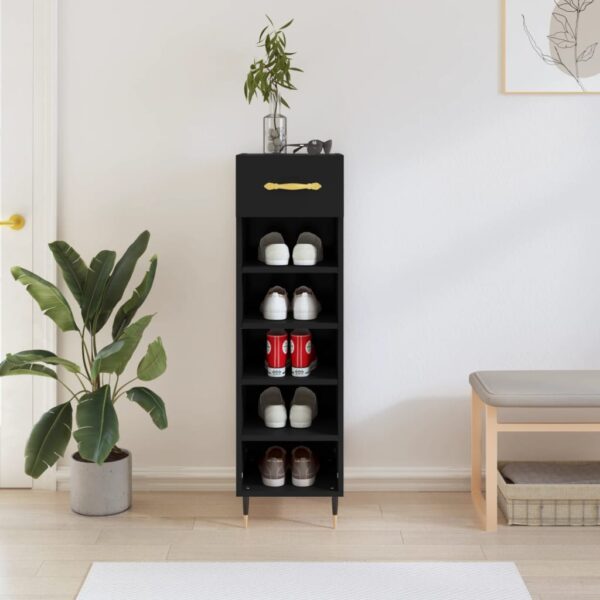 Provira Schoenenkast 30x35x105 cm bewerkt hout zwart