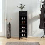Provira Schoenenkast 30x35x105 cm bewerkt hout zwart