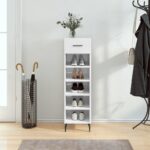 Provira Schoenenkast 30x35x105 cm bewerkt hout hoogglans wit