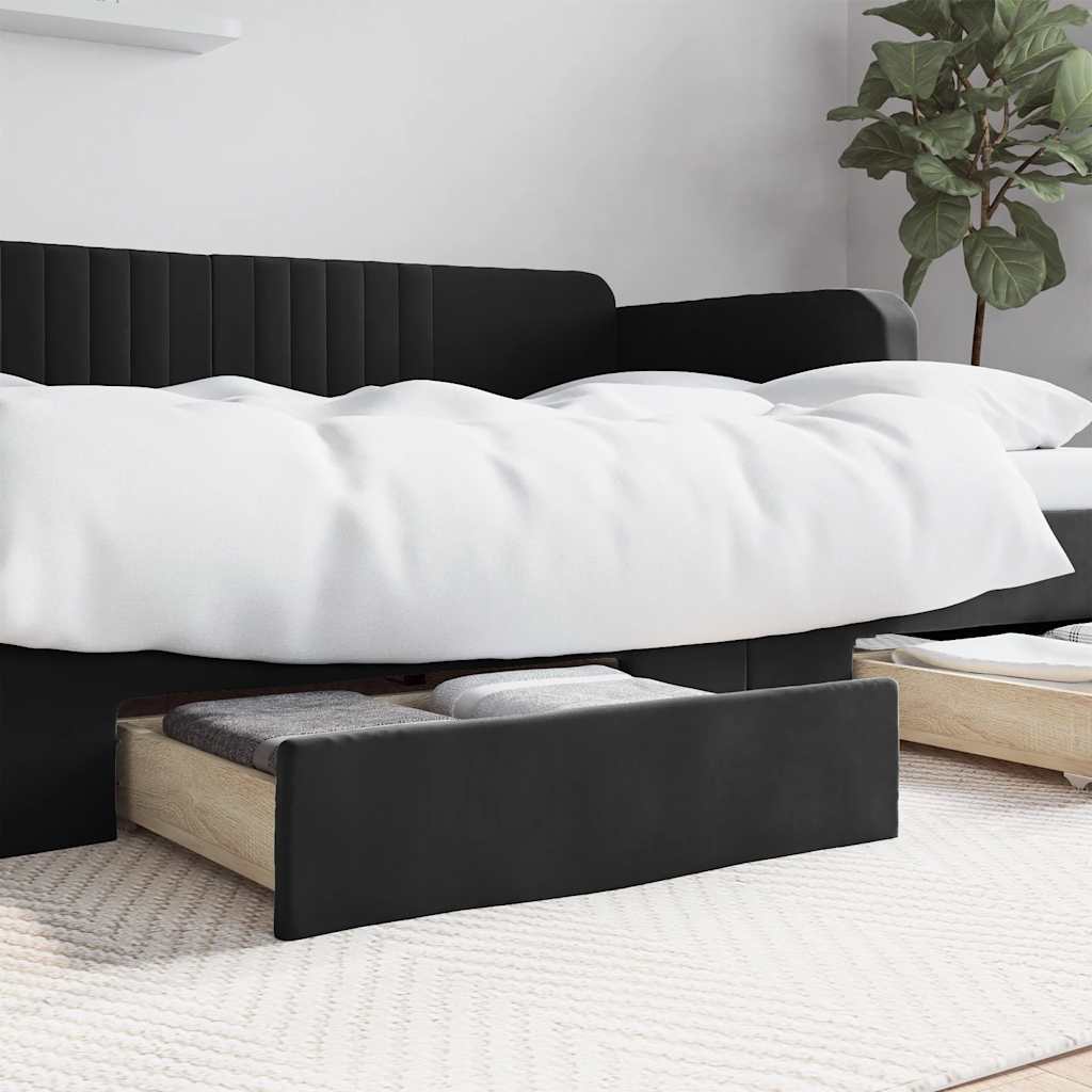 8720845438500_m_en_hd_1 Provira Bedlades 2 st bewerkt hout en fluweel zwart - Image 1