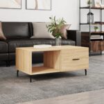 Provira Salontafel 90x50x40 cm bewerkt hout sonoma eikenkleurig
