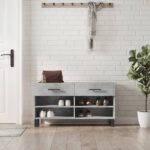 Provira Schoenenbank 102x35x55 cm bewerkt hout betongrijs