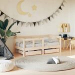 Provira Kinderbedframe met lades 70x140 cm massief grenenhout