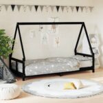 Provira Kinderbedframe 80x200 cm massief grenenhout zwart