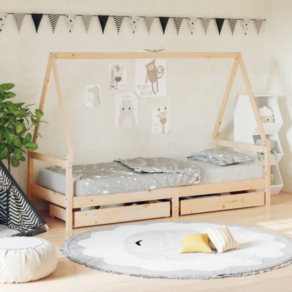 Provira Kinderbedframe met lades 90x190 cm massief grenenhout