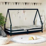 Provira Kinderbedframe 90x200 cm massief grenenhout zwart