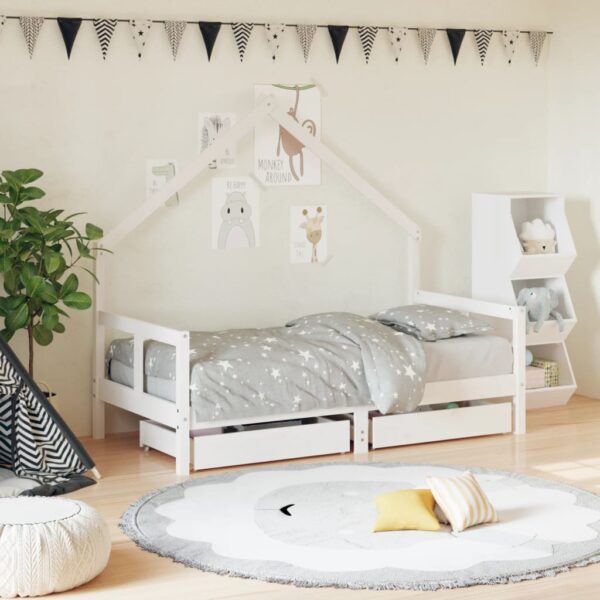 Provira Kinderbedframe met lades 80x160 cm massief grenenhout wit