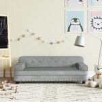 Provira Kinderbank 90x53x30 cm fluweel lichtgrijs