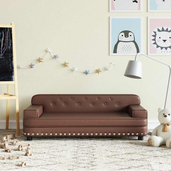 Provira Kinderbank 90x53x30 cm kunstleer bruin