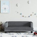 Provira Kinderbank 80x45x30 cm fluweel donkergrijs