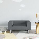 Provira Kinderbank 50x40x26,5 cm fluweel donkergrijs